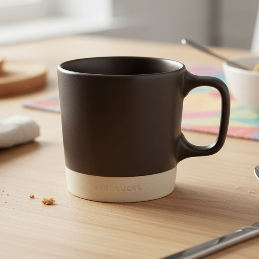 Starbucks Matte Black & White Stoneware Mugs 14oz - 2018 Release